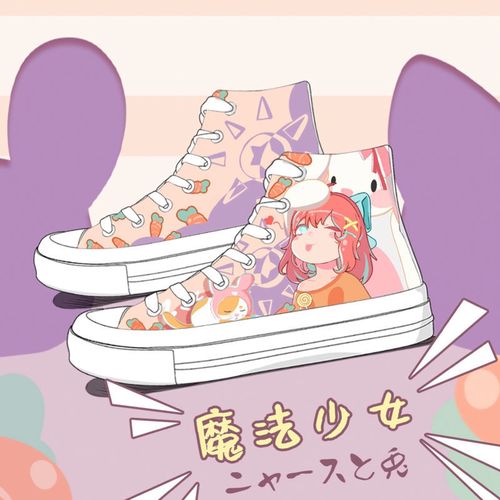 艾米与麦麦魔法少女日系二次元原创手绘帆布鞋女学生