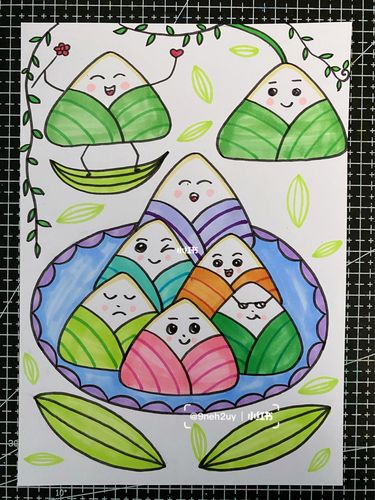 端午节主题画 粽子儿童画 粽子熟了_粽子_端午节去哪玩_儿童画_马克笔