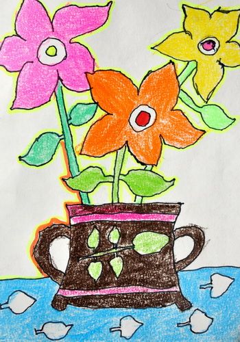 《盆花》/少儿绘画作品/儿童画/网络美术馆_中国少儿