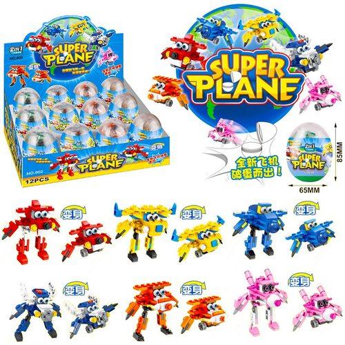 新款超级小飞侠乐高式拼装扭蛋积木变形机器蛋poli儿童奇趣蛋玩具_7折