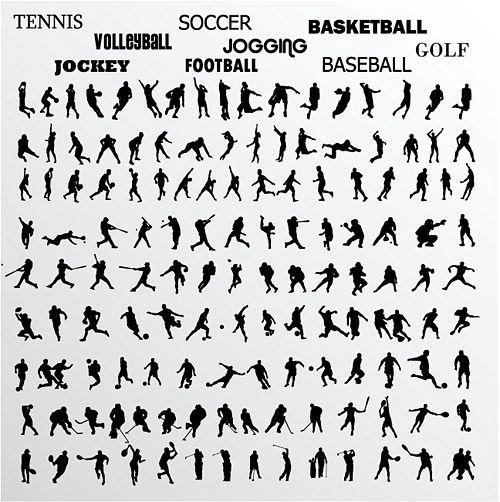 各种运动员动作剪影矢量素材 #采集大赛