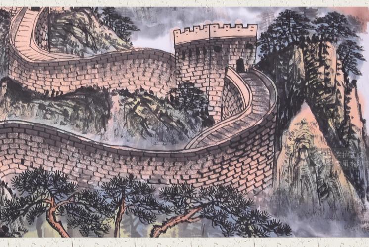 绘画作品 > 厂家批发定制 名家山水招财国画纯手绘山水画 秋景长城