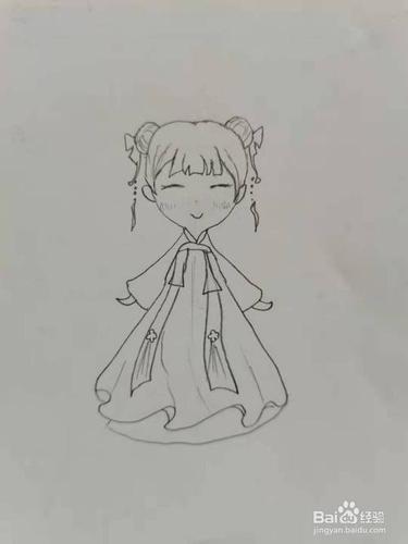 穿汉服的小女孩怎么画