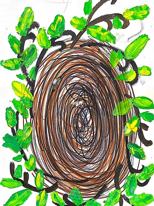 《鸟巢》儿童画 创意_鸟巢_儿童创意画_母婴_早教