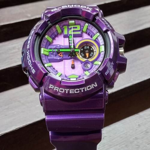 小桐店铺卡西欧/g shock gac-110初号机/黑紫 学生男女手表