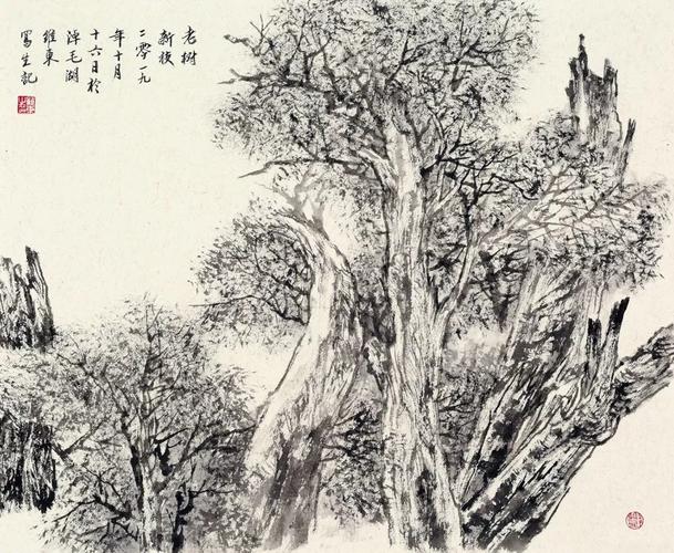 中国画名家邓维东笔下的伊吾胡杨