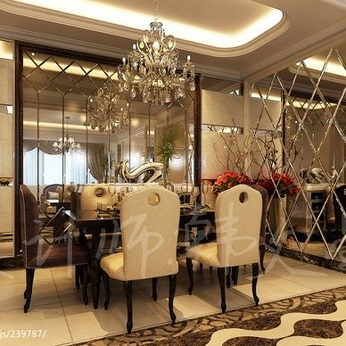 欧式餐厅茶色玻璃背景墙效果图欣赏