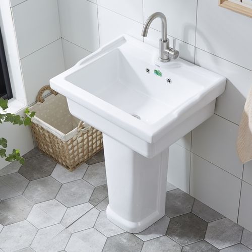 阳台洗衣池陶瓷盆立柱盆深古达水槽洗菜盆单槽卫生间洗衣盆中号视频