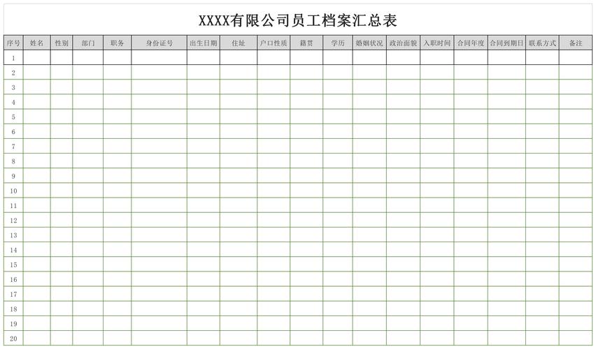 员工档案汇总表免费下载_员工档案汇总表格模板下载