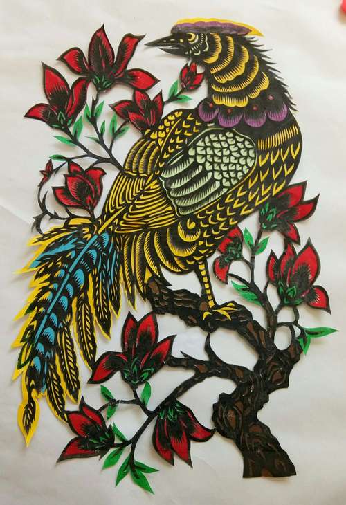 花鸟套色剪纸
