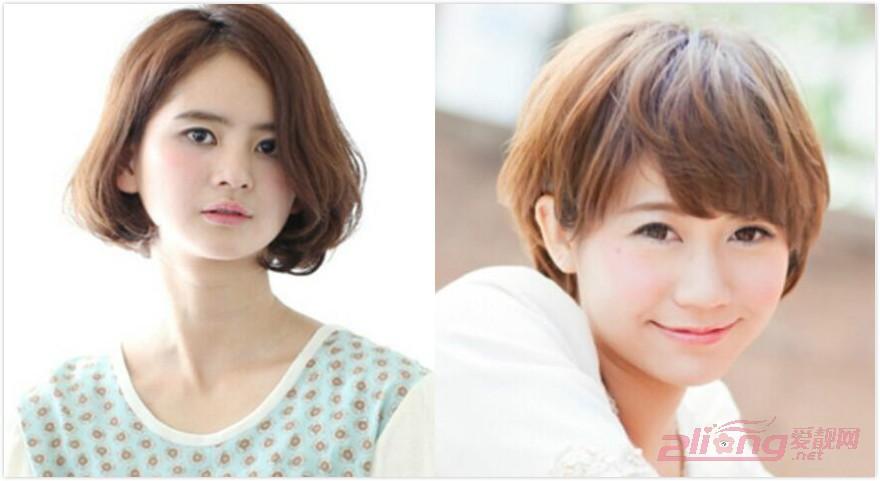 齐耳短发发型,时尚的棕色染发搭凌乱感的发丝设计,看圆脸的女生适合