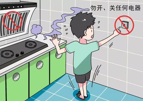 06 注意遇到燃气泄漏,会正确应对 1,当室内闻到燃气味时,不要开启或