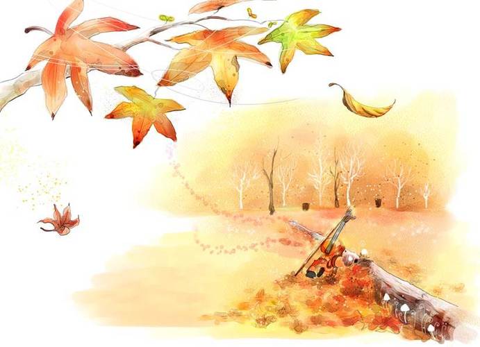 秋天的景色水彩画秋天的风景水彩画