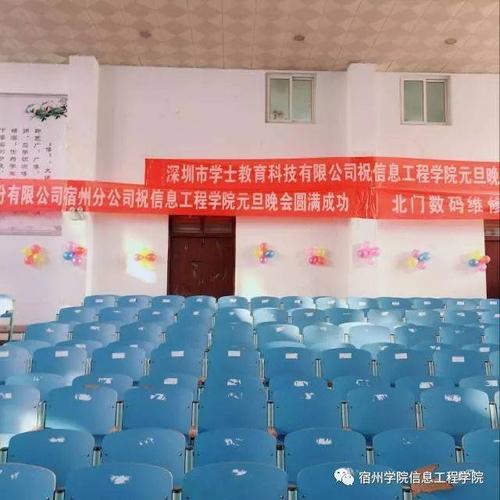 信息工程学院学生会的男部长,男干事们一起齐心协力,挂好了所有的横幅