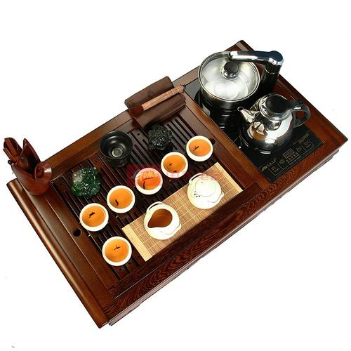 郑品三脚企鹅定窑茶具实木茶盘jhsjcm055