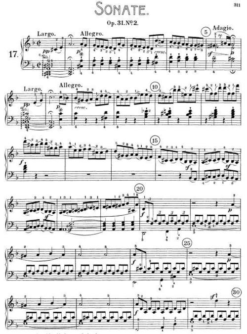 贝多芬暴风雨奏鸣曲第17首 op31 no2第一乐章原版钢琴