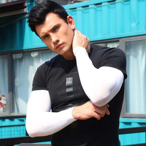 纹身遮盖套袖防晒袖套带手套冰袖男士弹力夏季手臂遮疤痕手臂隐形