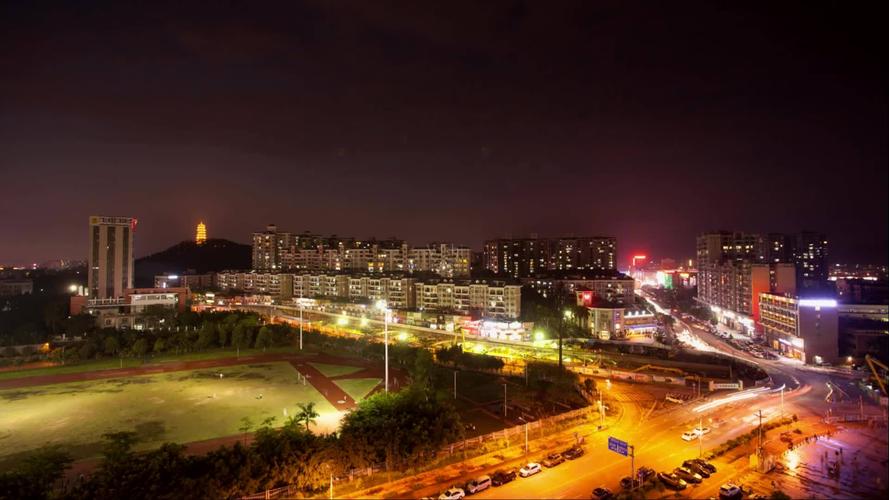 深圳光明区公明公园夜景延时_1920x1080_高清视频素材