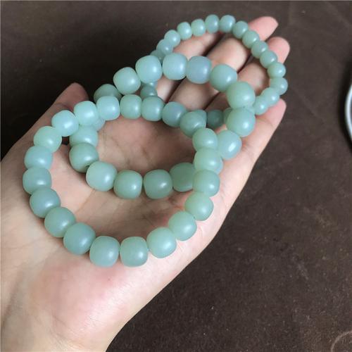 且末和田玉新新疆青蓝调老型珠单圈手串12mm蓝底手饰