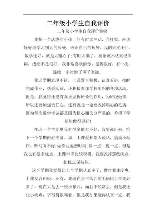 小学二年级的小学生自我评价.doc 8页