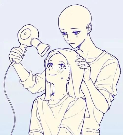 【线稿素材】情侣cp双人互动姿势参考_绘画_画画_文化