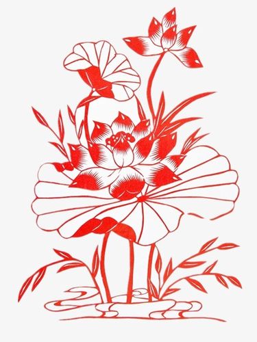 荷花剪纸竖