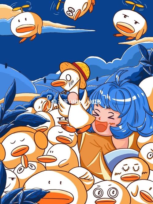【原创插画】抓鸭子游戏_插画_我是原创插画师_文化