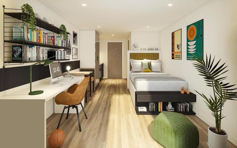 布莱顿1月份起租的studio房型,独立卫浴和厨房