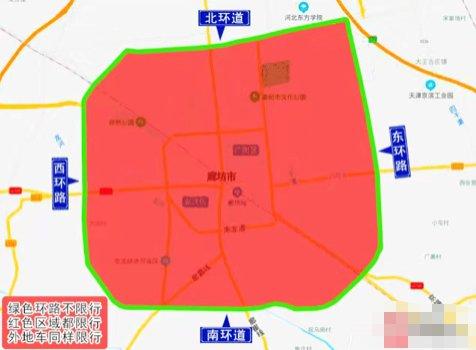 廊坊市区限行区域为:廊坊市区北环道一东环路(创业路)一南环道一
