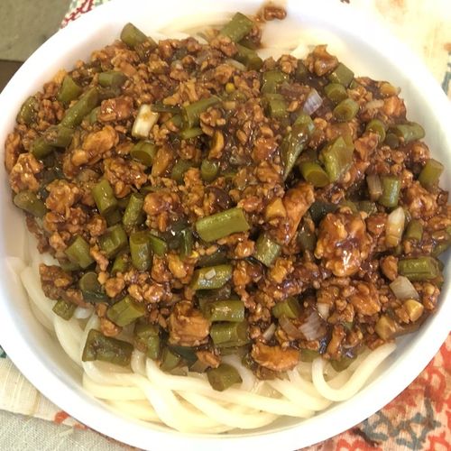 酸豆角肉末拌面