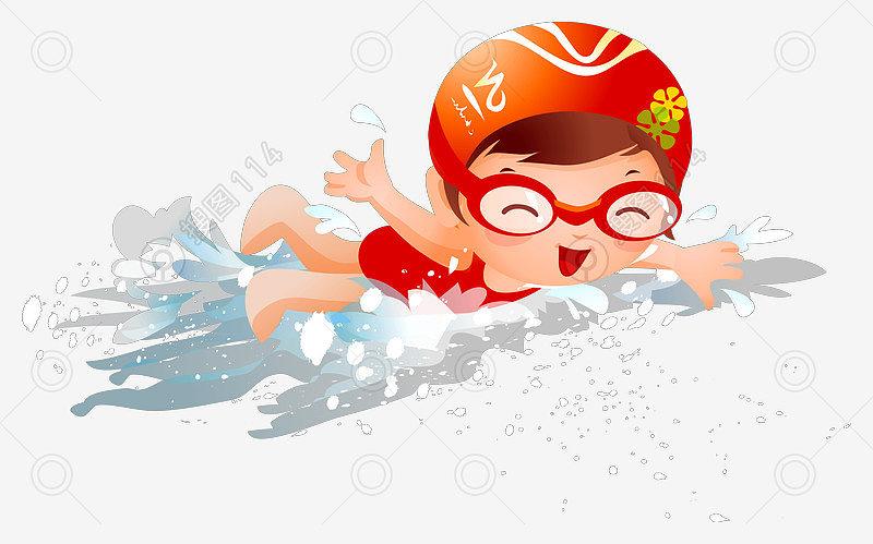 自由泳女孩卡通儿童游泳