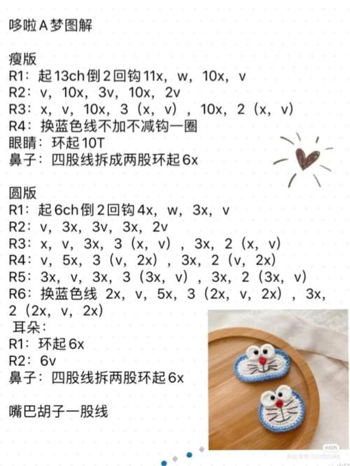 钩针钩织编织 机器猫发夹(附图解)_钩针_钩织_发夹_编织_机器猫怎么样