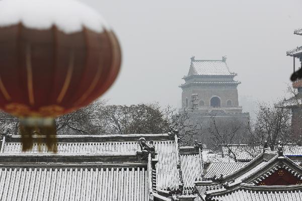 这是2月10日在北京什刹海景区拍摄的雪景.新华社发(刘爽 摄)