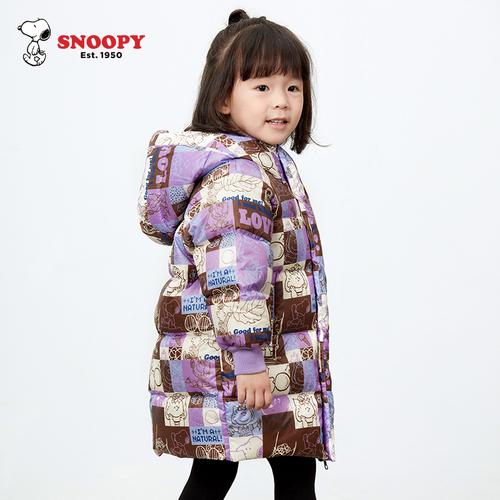 史努比儿童冬装加厚羽绒服女童中长款中小童宝宝冬季婴儿洋气外套