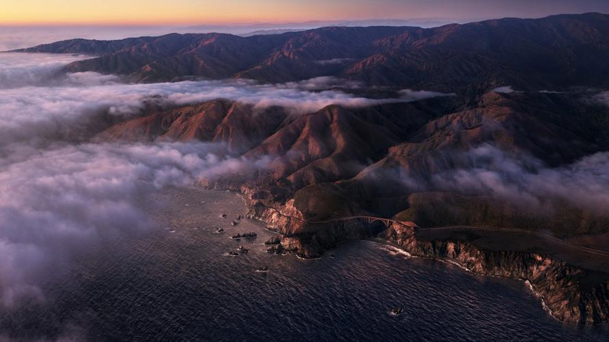 黄昏海岸,苹果,2022,macos,4k,桌面主题图片