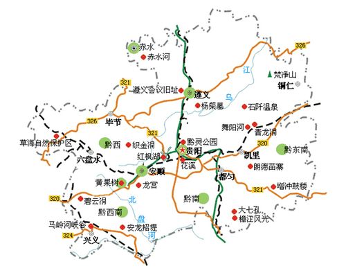 贵州主要旅游资源分布图