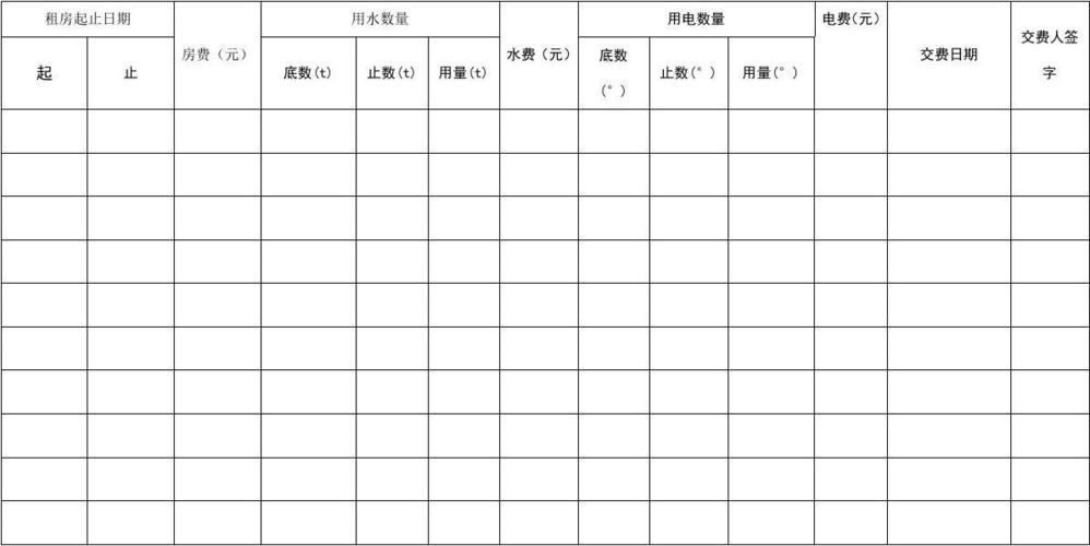 房屋出租明细表