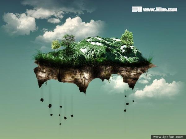 photoshop照片合成教程-壮观空中大陆_ps合成图片教程