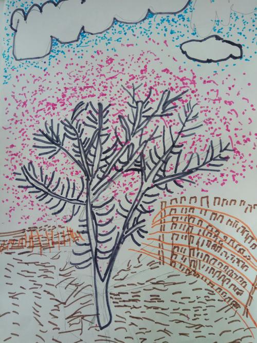 《落花与乡景》——123音乐培训中心美术小班作业