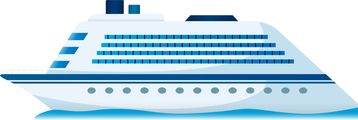 蓝色卡通时尚邮轮旅游大海旅游宣传海报