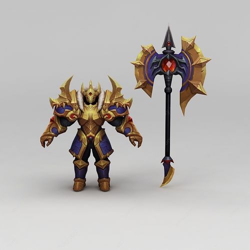 3d王者荣耀游戏人物动漫角色铠甲战士模型