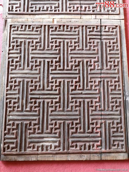 一对清代万字纹雕花板