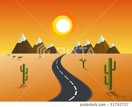插图素材: road through a desert and mountains