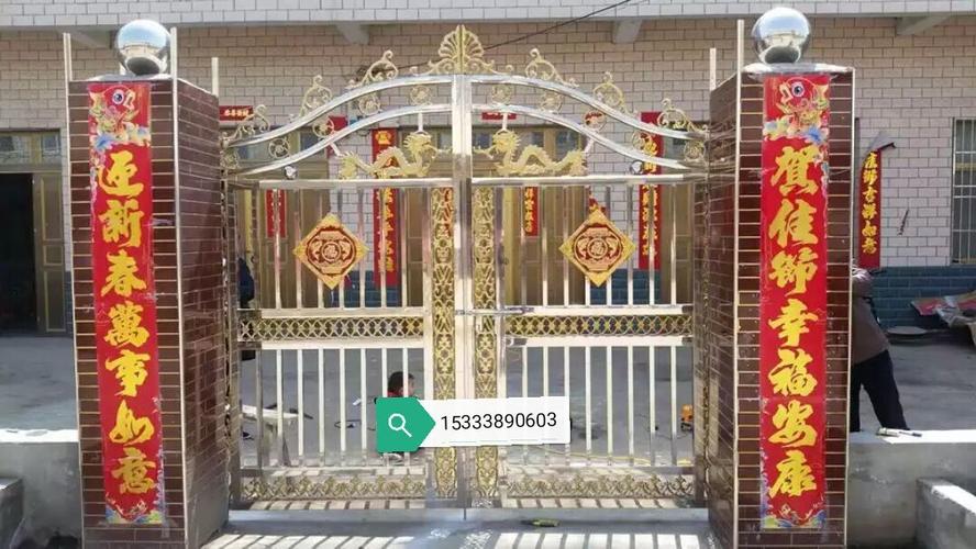 不锈钢大门庭院双开门农村铁艺大门别墅大门对开门小区院子围墙门