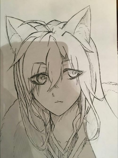 黑白素描图王者荣耀李白千年之狐大招