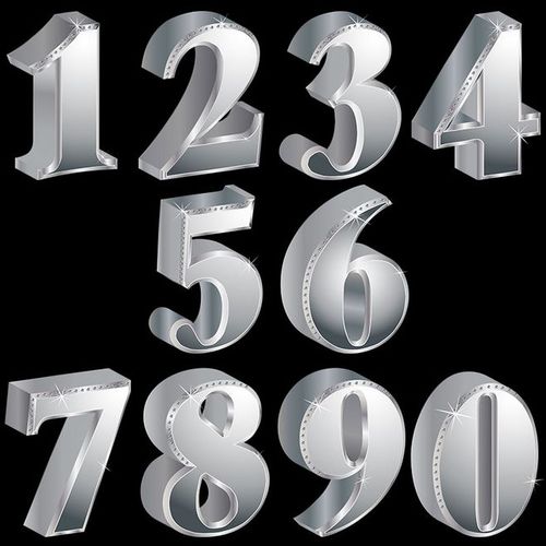 3d立体阿拉伯数字eps矢量镶钻石可印刷ai平面设计素材源文件图库