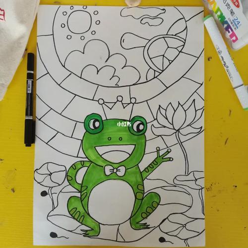 儿童画井底之蛙_儿童画_故事_文化_绘画