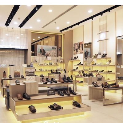 高档不锈钢鞋店中岛架展示 男士皮鞋货架鞋子展示柜整店设计定制