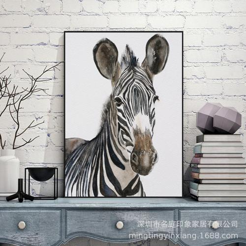 外贸货源 彩色斑马动物手绘油画 家居客厅卧室办公装饰画挂画壁画