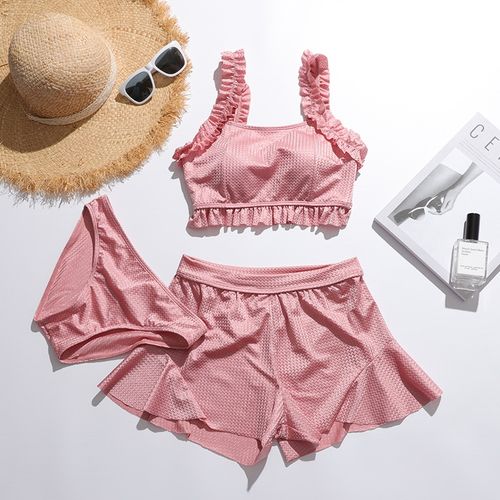 新品少女时间泳衣比基尼小胸聚拢分体修身显瘦分体泳衣